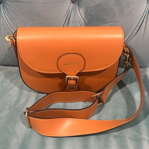 Roberta Rossi Genuine leather Italian Crossbody bag Purse Tan color - Picture 9 of 10